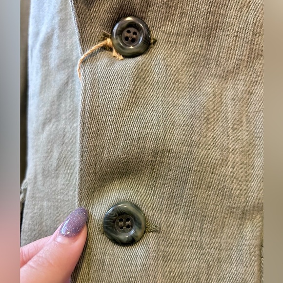 Early 70s True Vintage Brushed Green Sage Groovy Rocker Cotton Blazer Suit Coat - Picture 4 of 7